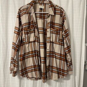 Universal Thread Tan and Orange Plaid Jacket